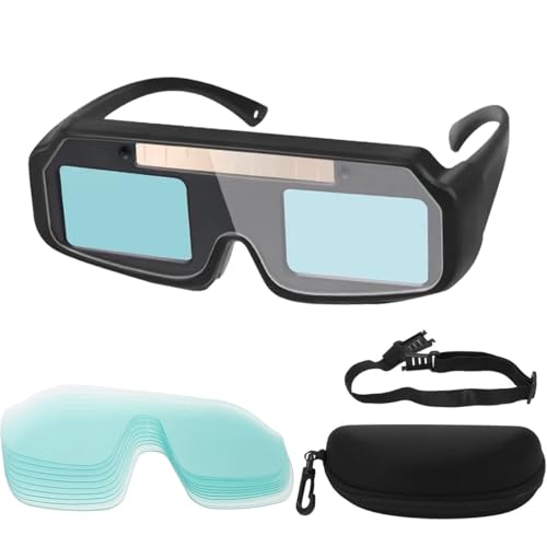 Serplex® Welding Goggles, Welding Eyeglasses with Head Strap Solar Powered Auto Darkening Welding Glasses with 15 Replacement Lens Anti-glare Protective Welder Glasses for Electric Work, Grinding - Image 1