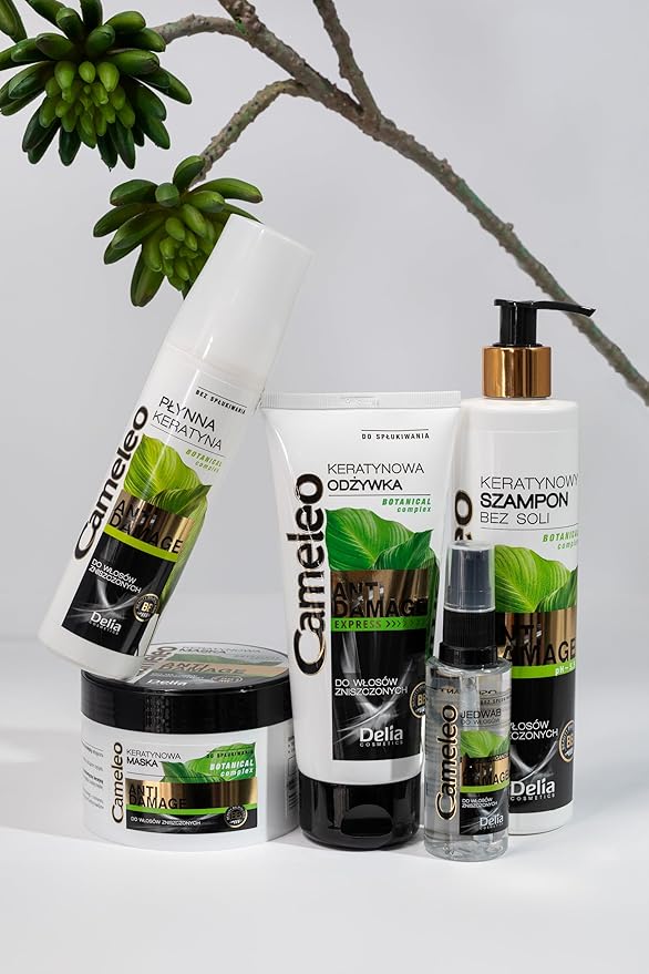 Cameleo Keratin Shampoo for Damaged Dry Brittle Hair Excellent Repair Treatment Care with Biomimetic Keratin Argan Oil Thermo Protect Salt Paraben Free 250ml - Image 5