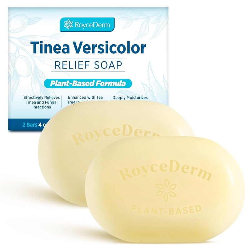 Roycederm Tinea Versicolor Relief Soap: Tea Tree Oil & Sulfur Cleansing Bar, Soothes Irritation, Hydrates & Supports Skin Health - Image 1