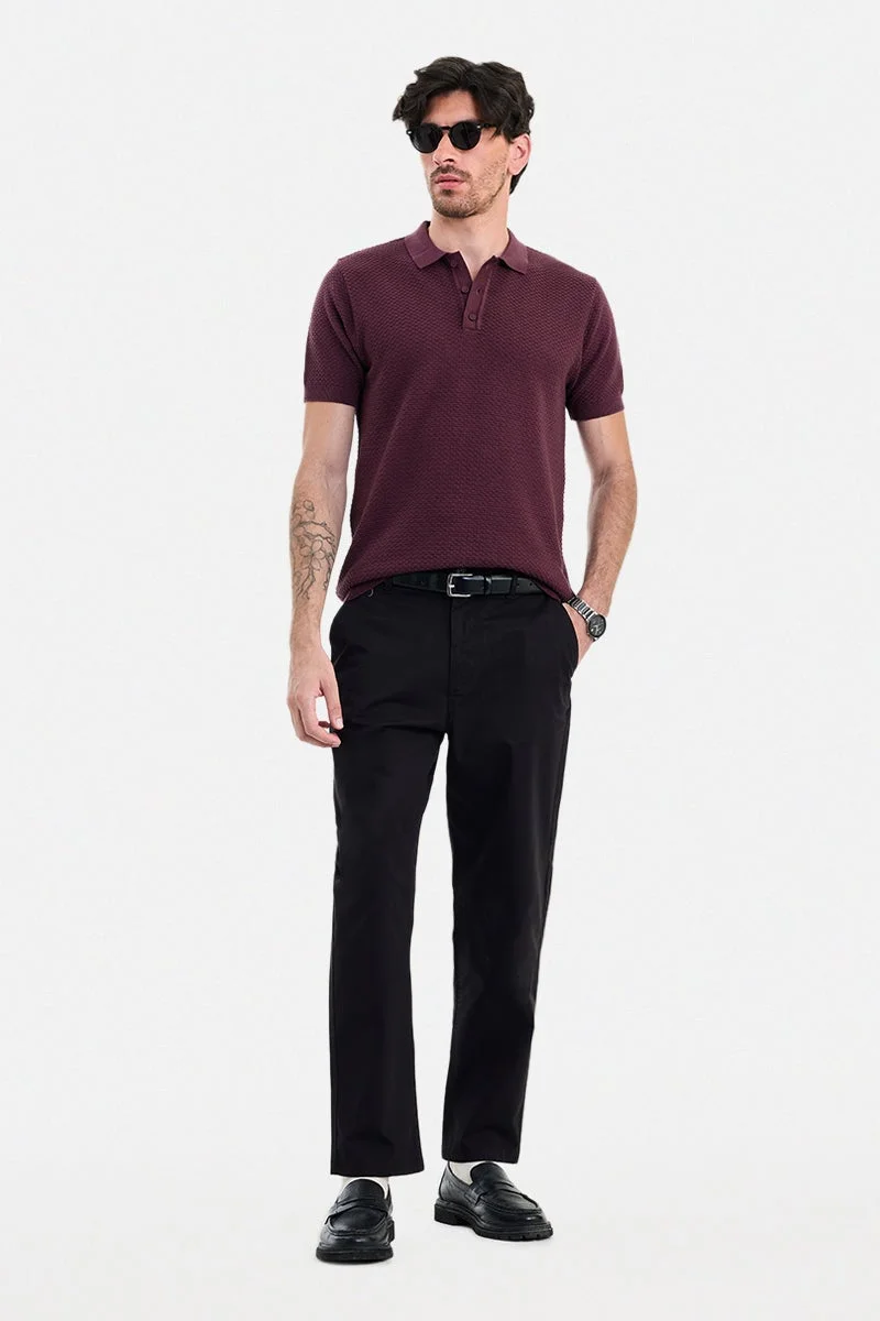 سنيتش Catawba Grape Textured Half Sleeve Regular Fit T-Shirt