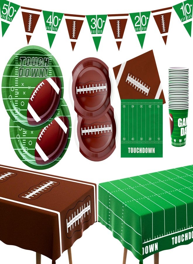 BAIVV Football Party Decorations Kit for 24 Guests - 99Pcs Tableware with Dinner Plates, Dessert Plates, Cups, Napkins, Tablecloth & Banner, Supplies and Favors for Birthday, Tailgate, Game Day - Image 1