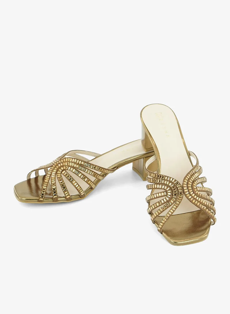 زينة 221-303 Zayna Ladies Classic Low Block Slides 18F8827-16 Bronze