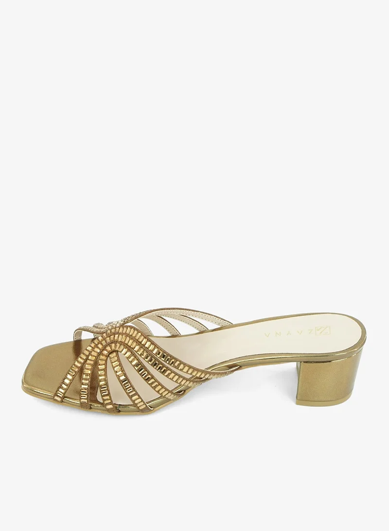 Zayna Bronze 221-303 Zayna Ladies Classic Low Block Slides 18F8827-16 Bronze for Women | Best Price UAE