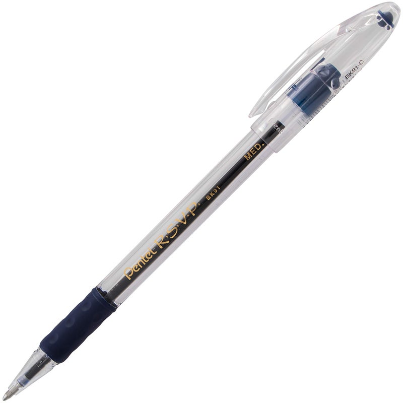 Pentel R.S.V.P. Ballpoint Pen, Medium Line, Blue Ink (BK91BP2C) (Pack of 1, 2 Count Total) - Image 2