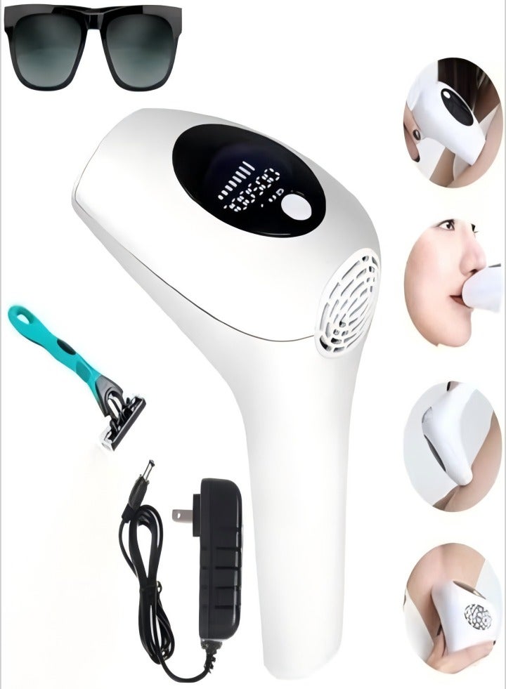 DUNISO إزالة الشعر بالليزر، جهاز إزالة الشعر الكهربائي المحمول 900000 ومضة، جهاز إزالة الشعر بالضوء النبضي المكثف، ماكينة حلاقة كاملة للجسم بدون ألم للاستخدام المنزلي، 8 مستويات طاقة، مناسبة للوجه والجسم بالكامل - Image 1