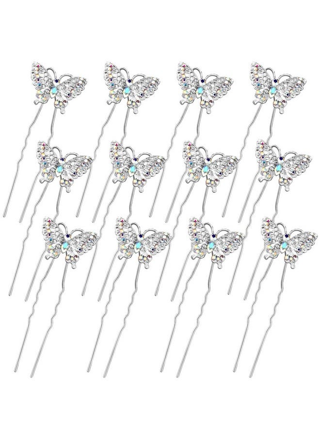 Waydress 12 Pieces Butterfly Hair Pin Butterfly Hair Clips Crystal Pearl Hair Clips Bridal Wedding Hair Pins Bride Headwear Hair Accessories for Women(Elegant Style)  - Image 1
