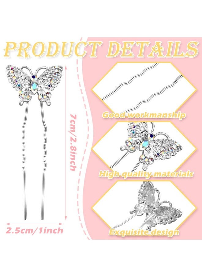 Waydress 12 Pieces Butterfly Hair Pin Butterfly Hair Clips Crystal Pearl Hair Clips Bridal Wedding Hair Pins Bride Headwear Hair Accessories for Women(Elegant Style)  - Image 3
