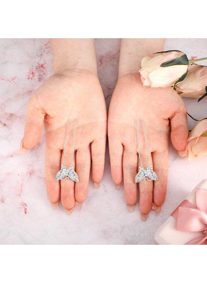 Waydress 12 Pieces Butterfly Hair Pin Butterfly Hair Clips Crystal Pearl Hair Clips Bridal Wedding Hair Pins Bride Headwear Hair Accessories for Women(Elegant Style)  - Image 5