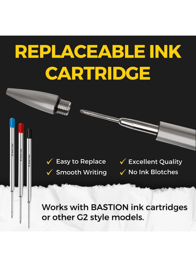 Bastion ® Luxury Bolt Action Pen, Durable Professional Ballpoint Pen With Fine Tip, Edc Pen Ink Refillable Pen - 100% Titanium - Image 3