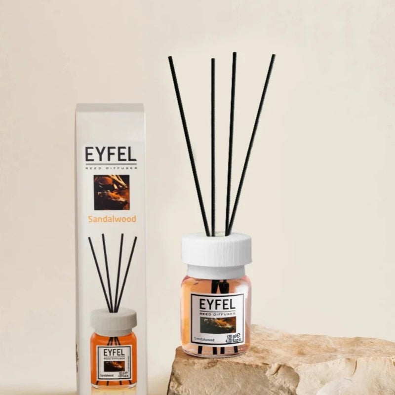 Eyfel Perfumed Reed Diffuser In Sandalwood Fragrance With Oil Diffuser Sticks- 120ml