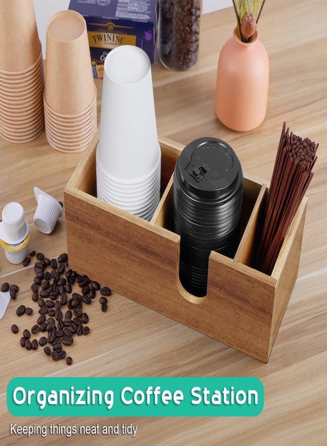 ALELION Acacia Wood Coffee Cup Holder for Countertop - Wood Coffee Bar Accessories and Organizer - Coffee Station Organizer for Cup Lid Stirrers Pod - Image 2
