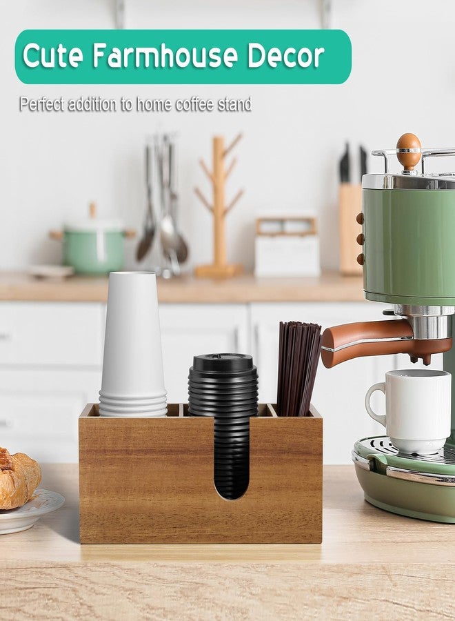 ALELION Acacia Wood Coffee Cup Holder for Countertop - Wood Coffee Bar Accessories and Organizer - Coffee Station Organizer for Cup Lid Stirrers Pod - Image 4