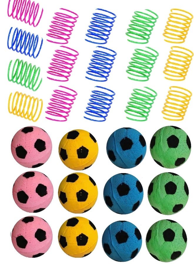 GINFH Cat Foam Ball Sponge Ball Toy Cat Soccer boy (12Balls&8Spring) - Image 1