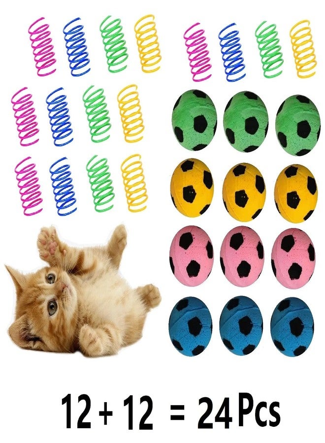 GINFH Cat Foam Ball Sponge Ball Toy Cat Soccer boy (12Balls&8Spring) - Image 3