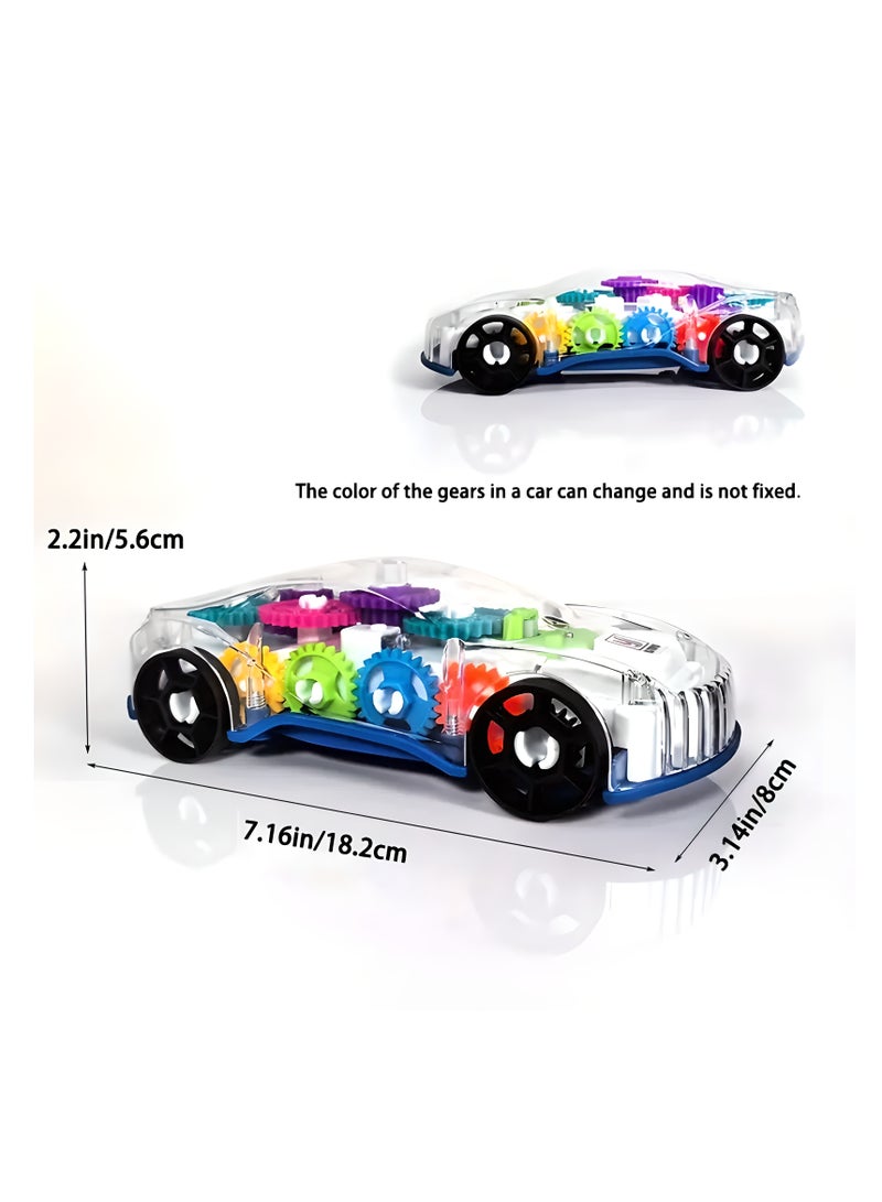 ليكسادا سيارة لعبة التروس المتحركة الملونة ذات التروس المتحركة 1 قطعة، سيارة لعب موسيقية يدوية شفافة ABS، عجلات متعددة الاتجاهات، سيارة لعبة شفافة تدور 360 درجة، مثالية لأعياد الميلاد، هدايا الحفلات، خيار مثالي لهدايا الأطفال من سن 3 سنوات فأكثر (بدون بطارية) - Image 3