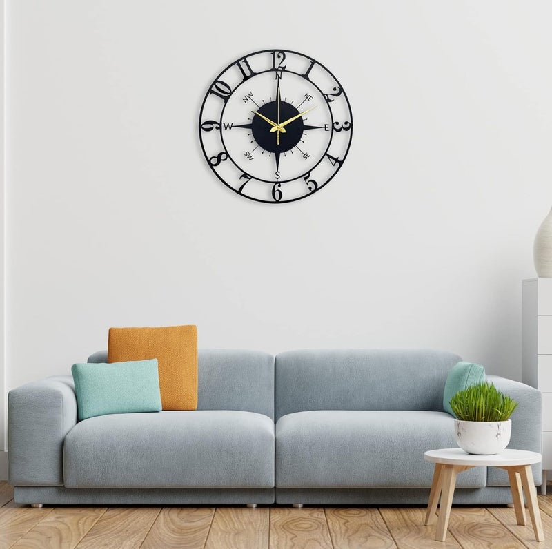 Nubilous Large World Map Wall Clock, Metal Minimalist Modern Clock, Round Silent Non-Ticking Battery Operated Wall Clocks for Living Room / Home /Kitchen /Bedroom /Office/School Decor (Black(DA-141), 40CM) - Image 5