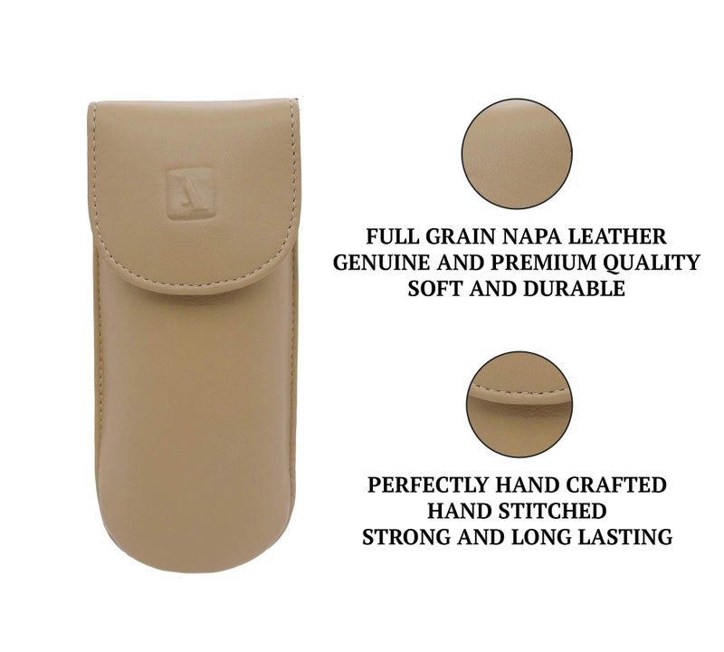 Adamis Genuine Leather Hard Shell Men And Women Spectacle Holder, Convertible To Soft And Flexible Spectacle Pouch With Removable Leather Shell. Durable For Sunglass, Reading Glasses. Size 7 x 16 cm - Image 2