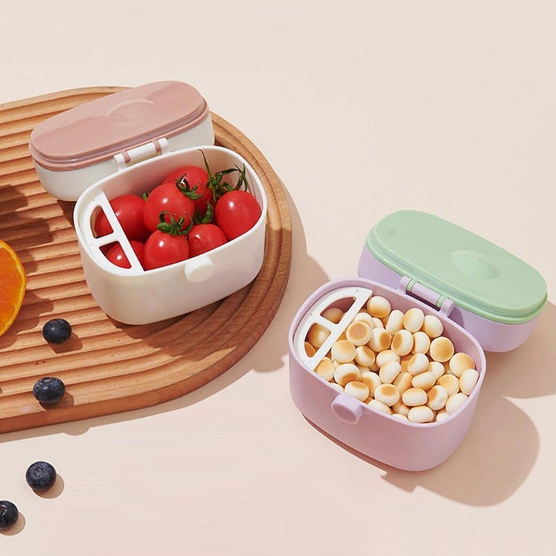 FEBLICH Baby Formula Milk Powder Dispenser Container, Formula Powder Pots, Portable Sealed Moisture-Proof Milk Formula Storage Pots, Formula Holder for Travel, Fruit Snack Storage with Scoop & Fork (White) - Image 5