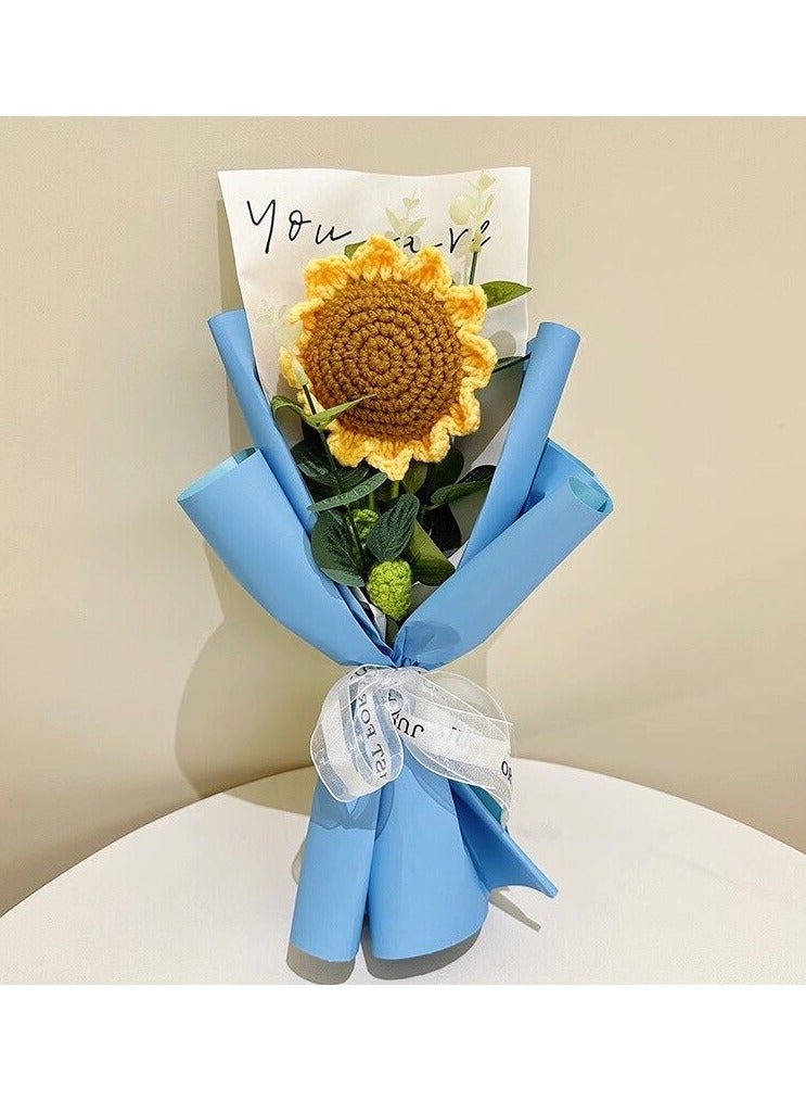Handmade Crochet Sunflowers and Roses Artificial Flower Bouquet - Unique Gift for Home Decor, Weddings, Birthdays