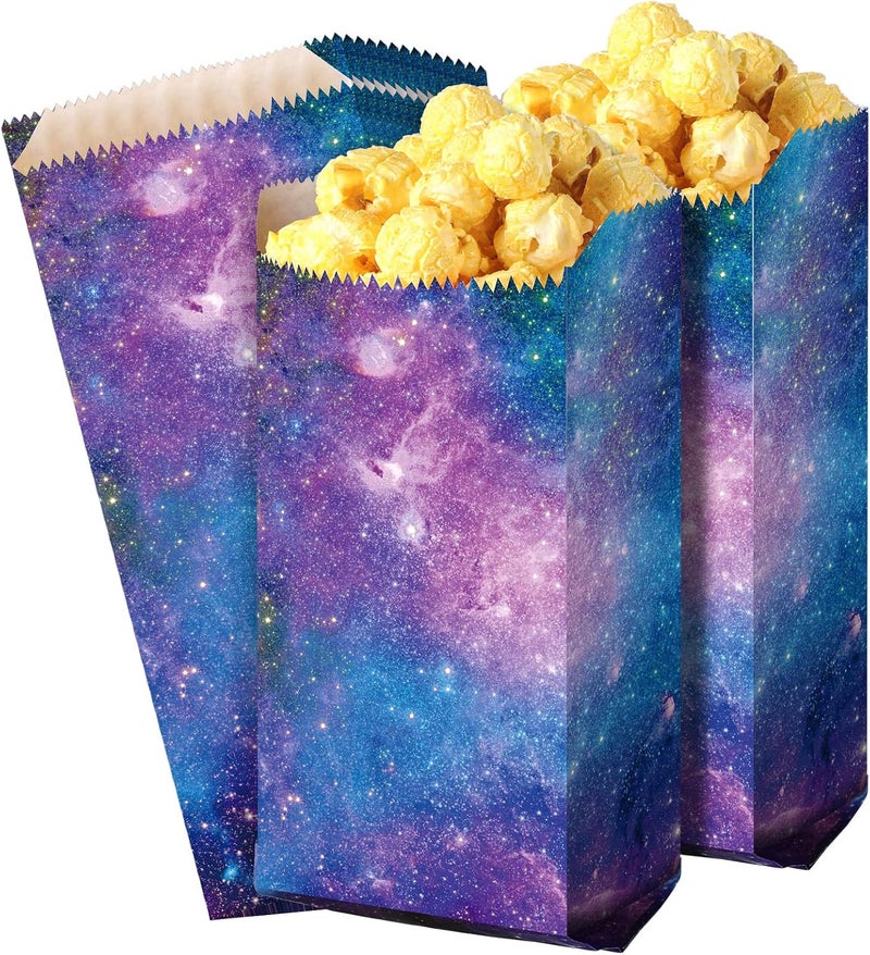 Containlol 100 Pcs Space Galaxy Paper Popcorn Bags 1 Oz Galaxy Party Favor Paper Bags Bulk Individual Servings for Outer Space Party Supply Favor Popcorn Candy Goodie Treat Birthday Family Movie Night - Image 1