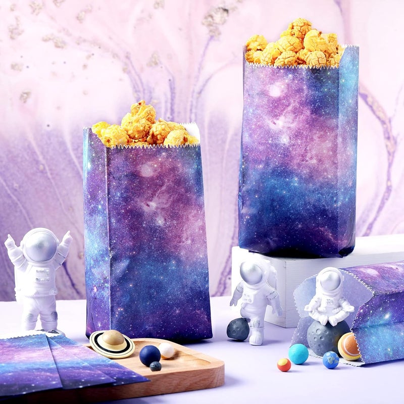 Containlol 100 Pcs Space Galaxy Paper Popcorn Bags 1 Oz Galaxy Party Favor Paper Bags Bulk Individual Servings for Outer Space Party Supply Favor Popcorn Candy Goodie Treat Birthday Family Movie Night - Image 4