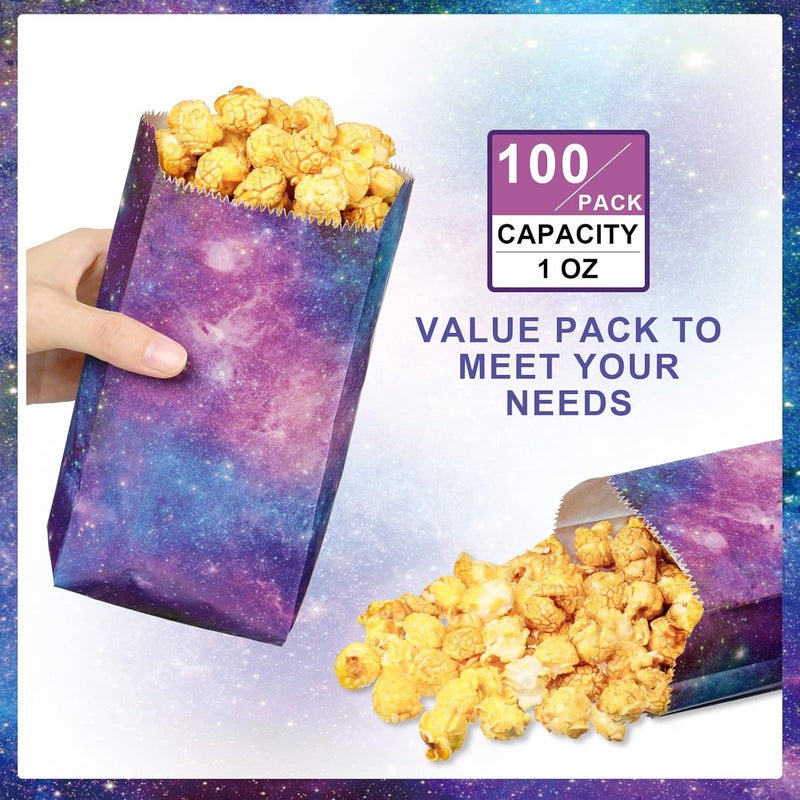 Containlol 100 Pcs Space Galaxy Paper Popcorn Bags 1 Oz Galaxy Party Favor Paper Bags Bulk Individual Servings for Outer Space Party Supply Favor Popcorn Candy Goodie Treat Birthday Family Movie Night - Image 3