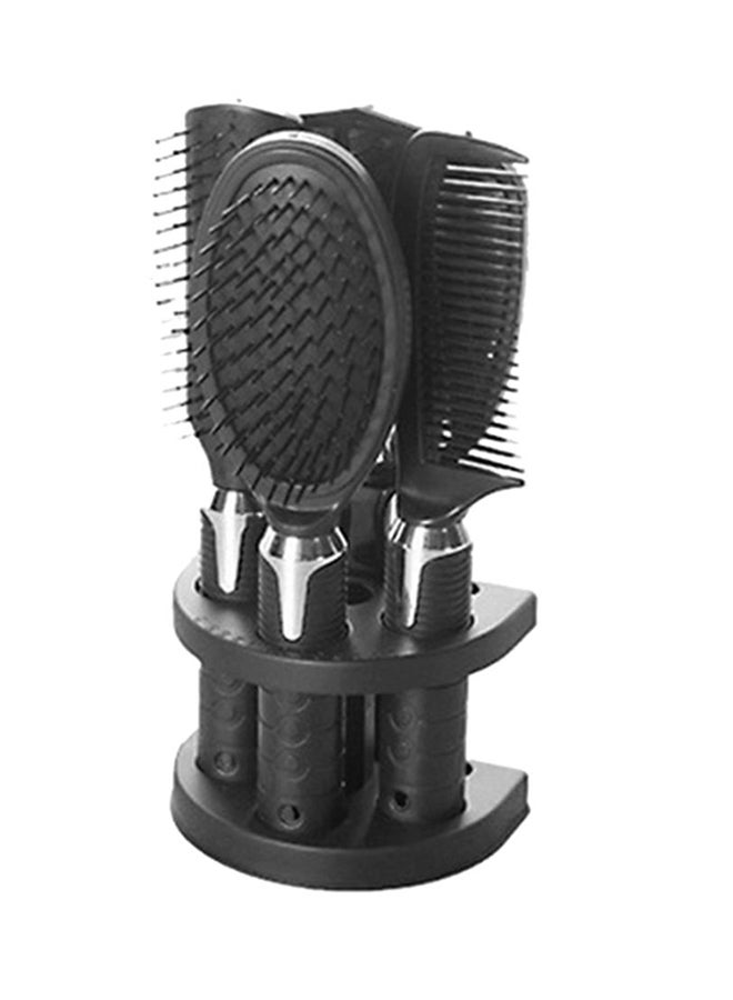 أوتاد طقم مكوّن من مشط احترافي للشعر ومرآة أسود - Image 1