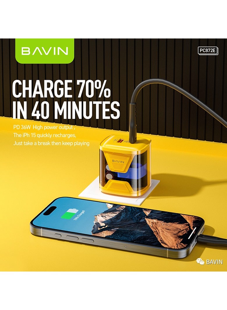 Bavin PC872E Clear Dual Port QC and PD Fast Charging Home Charger 36W White - Image 4