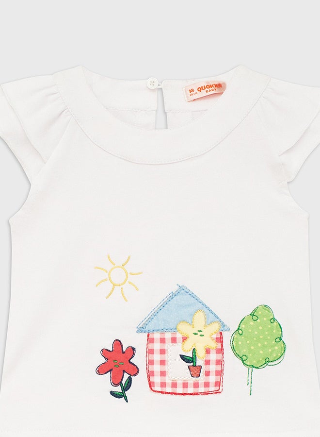 كوكا ملابس أطفال بنات بلوزة بيضاء قصيرة الأكمام - Image 2