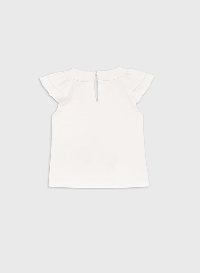 كوكا ملابس أطفال بنات بلوزة بيضاء قصيرة الأكمام - Image 3