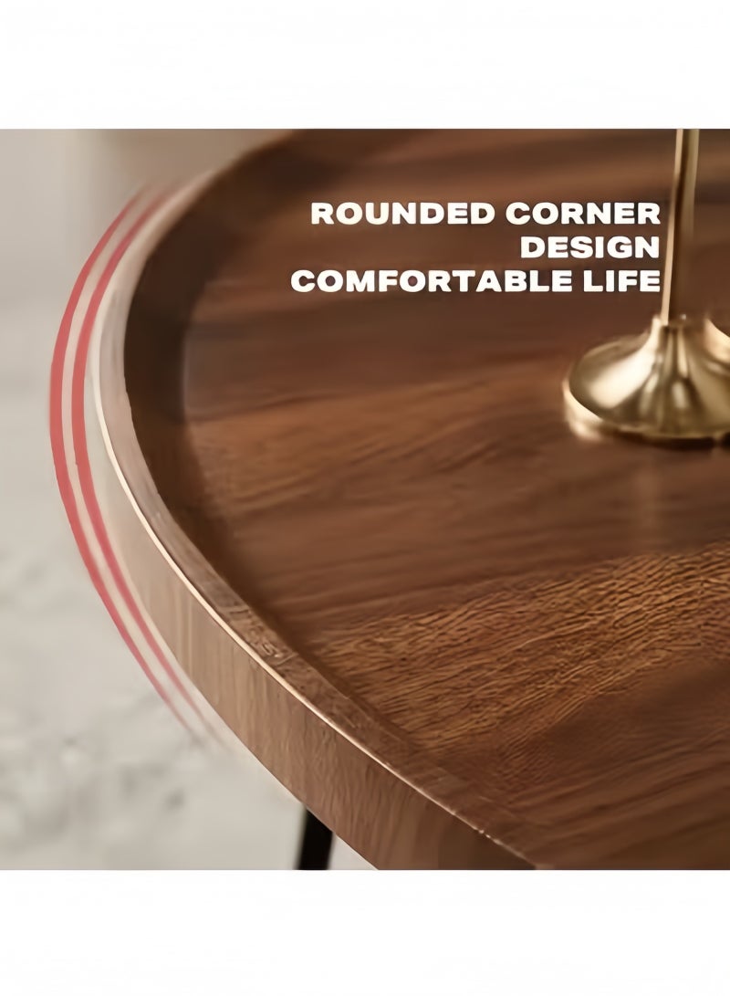 GGEROU Nesting Coffee Table Set of 2, 23.6" +31.5" Round Walnut End Tables with Fluted, Modern Center Table for Living Room Bedroom Office Balcony - Image 5