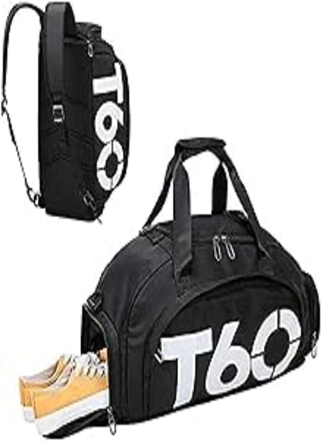 Beauenty Men's And Women's Sports Fitness Bag With Shoe Position Dry And Wet Separation, Large Capacity, Foldable, 3 in1 Fitness/Yoga/Training/Handbag For Travel Sports Fitness Convertible Bag (Black)