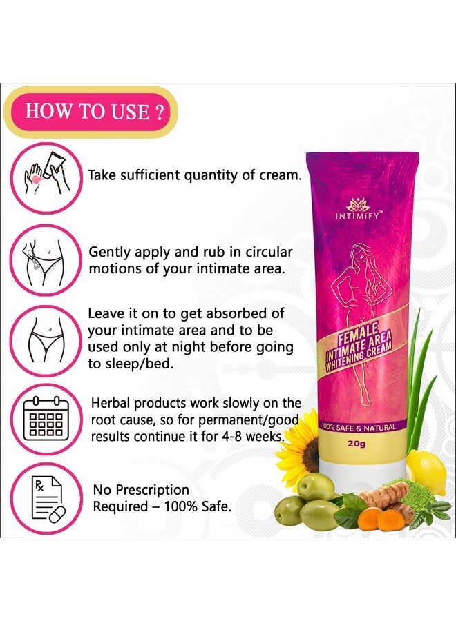 INTIMIFY كريم إنتيميفي للعناية الحميمة، لتفتيح وتبييض البشرة للنساء (20 جرام) عبوة واحدة - Image 5