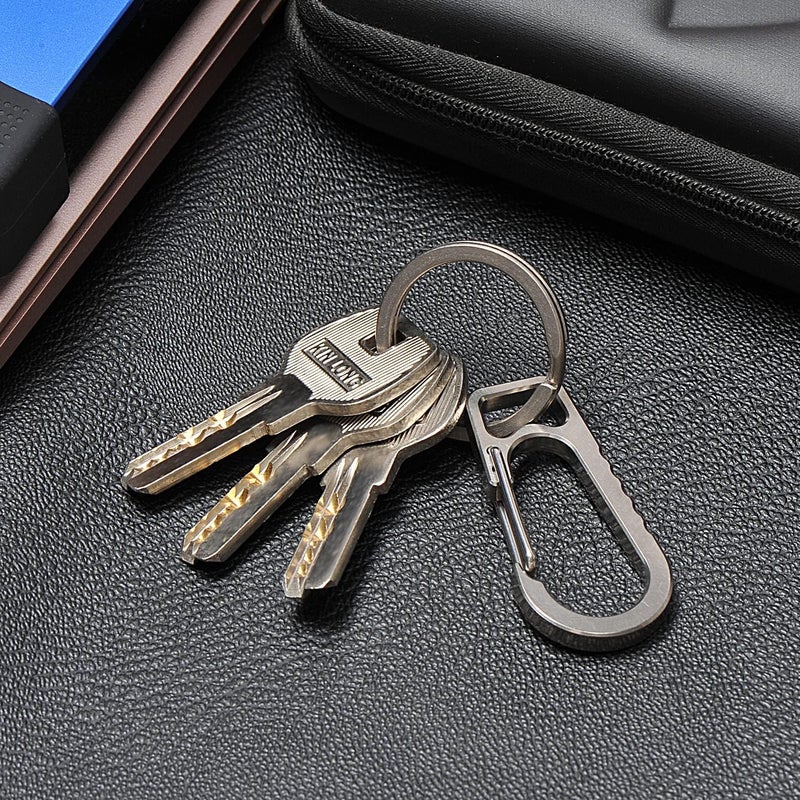 PPFISH EDC مجموعة مفاتيح من الكارابينر المصنوع من التيتانيوم عالي الجودة، مزودة بخطافات قابلة للإطلاق السريع من نوع EDC وحلقة مفاتيح من التيتانيوم، مناسبة للرجال والنساء - Image 3