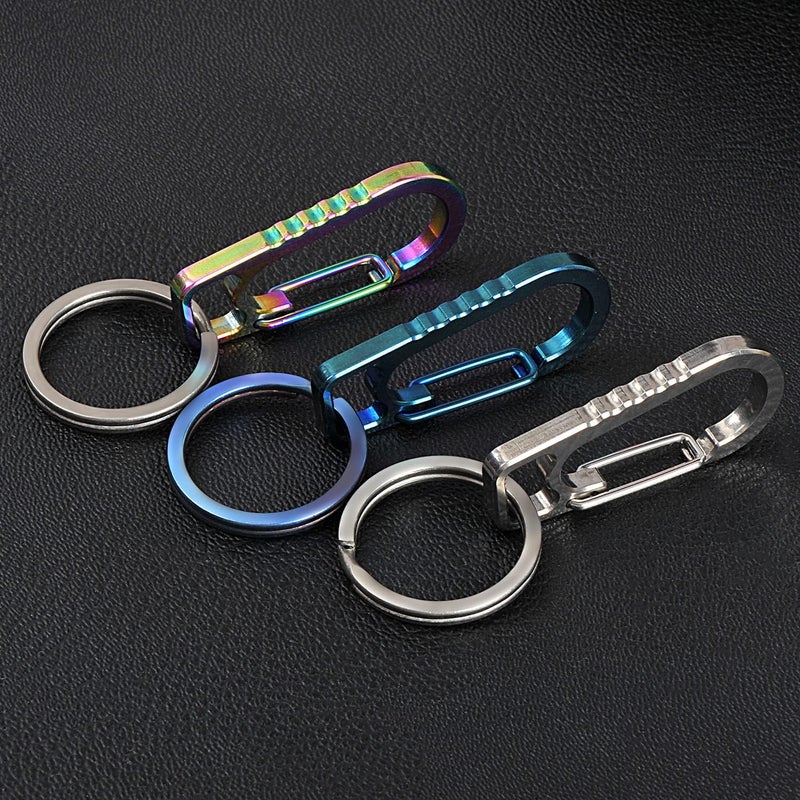 PPFISH EDC مجموعة مفاتيح من الكارابينر المصنوع من التيتانيوم عالي الجودة، مزودة بخطافات قابلة للإطلاق السريع من نوع EDC وحلقة مفاتيح من التيتانيوم، مناسبة للرجال والنساء - Image 4