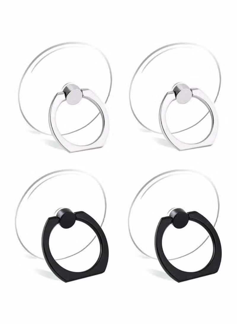 4 Pcs Transparent Cell Phone Ring Holder 360 Degree Rotation Finger Ring Grip Kickstand Compatible for Various Mobile Phones - Image 1