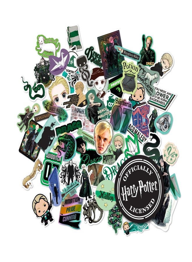Conquest Journals Harry Potter Draco Malfoy Slytherin Vinyl Sticker Decal Pack, 60-Count, Waterproof, UV & Scratch-Resistant, Decals for Laptops, Water Bottles, Kindles & More, Officially Licensed - Image 1