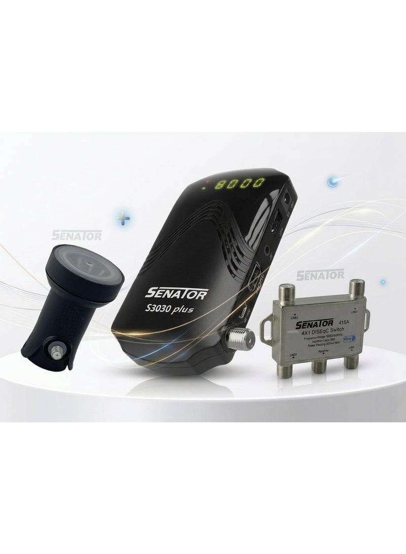 Bundel Senator, Receiver S3030 PLus ,LNB ST-113 , Diseq Switch 41SA