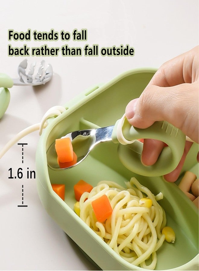DAECHAO Silicone Tableware for Baby, Silicone Divided Suction Plate for Babies with Built-in Suction Cups, Baby Spoons, Babies Attachable Tethers, Divided Design for Picky Eaters, Baby Led Weaning Supplies - Image 3