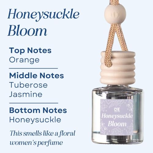 CE CRAFT C&E Craft Co Hanging Car Air Freshener Diffuser 2 Pack, Long Lasting Fragrance Oil Car Freshener, Glass Bottle Auto Air Freshener, Made in USA (Honeysuckle Bloom) - Image 2
