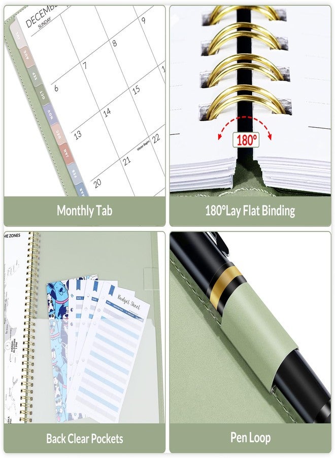 ساني مخطط سوني الشهري 2025-2026، مقاس 7.3 × 10.1 بوصة - سنتان (يناير 2025 - ديسمبر 2026)، غلاف من الجلد النباتي، مخطط شهري وتقويم سنوي، رمادي مخضر - Image 5