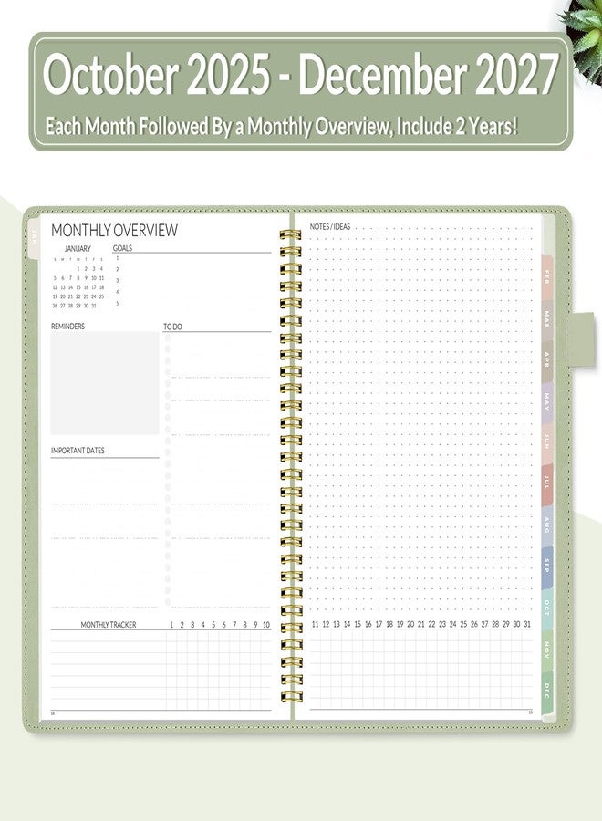 ساني مخطط سوني الشهري 2025-2026، مقاس 7.3 × 10.1 بوصة - سنتان (يناير 2025 - ديسمبر 2026)، غلاف من الجلد النباتي، مخطط شهري وتقويم سنوي، رمادي مخضر - Image 3