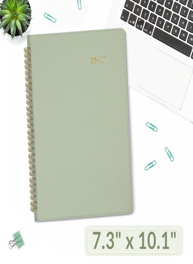 ساني مخطط سوني الشهري 2025-2026، مقاس 7.3 × 10.1 بوصة - سنتان (يناير 2025 - ديسمبر 2026)، غلاف من الجلد النباتي، مخطط شهري وتقويم سنوي، رمادي مخضر - Image 4