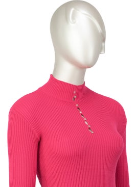 Oppland Women's Winter Stylish Stoned Half Collar Long Sleeve Fitted Lycra Knitted Knitwear Badi Sweater on the Chest  - Image 3