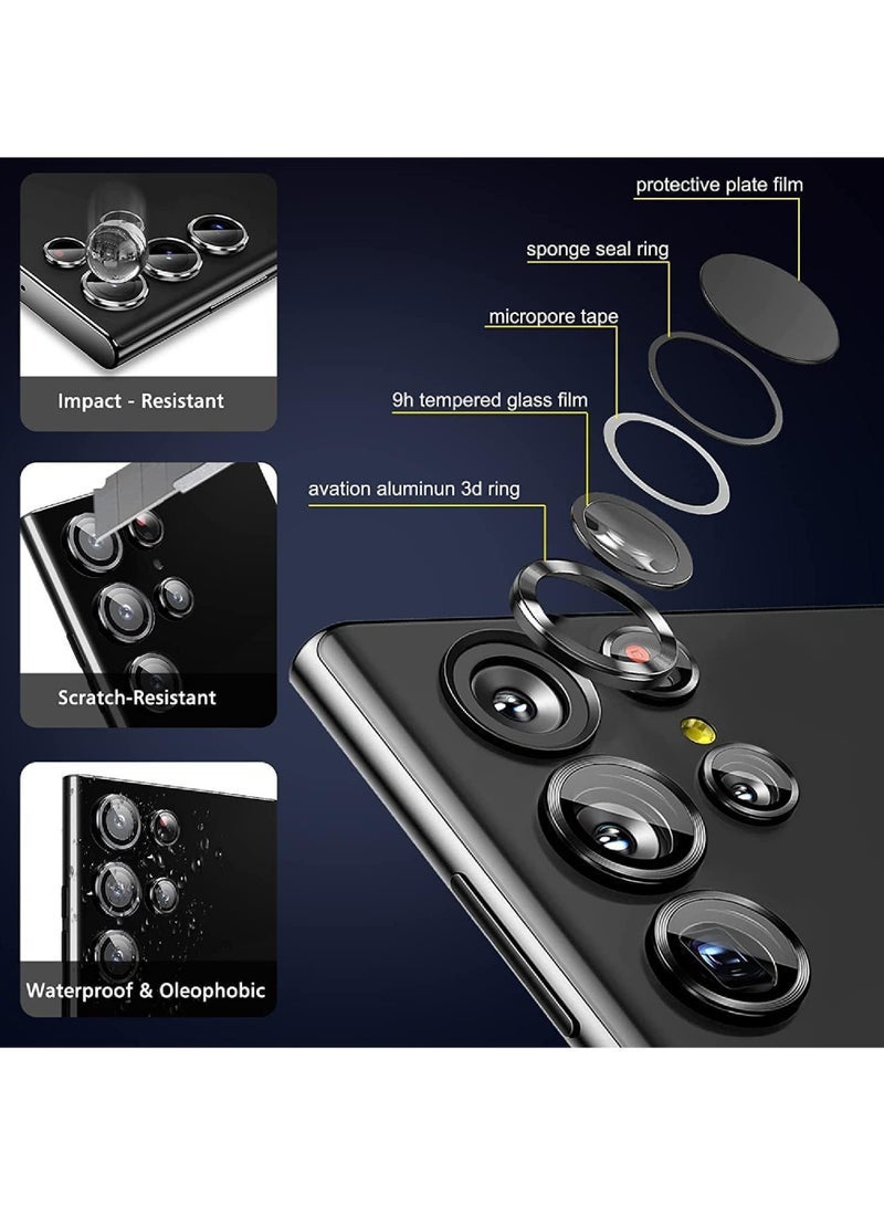 Captaintech Galaxy S24 Ultra Camera Lens Protector (1 Pack) – Tempered Glass Cover with Metal Ring | Ultra-Thin, Scratch-Resistant Shield - Image 3