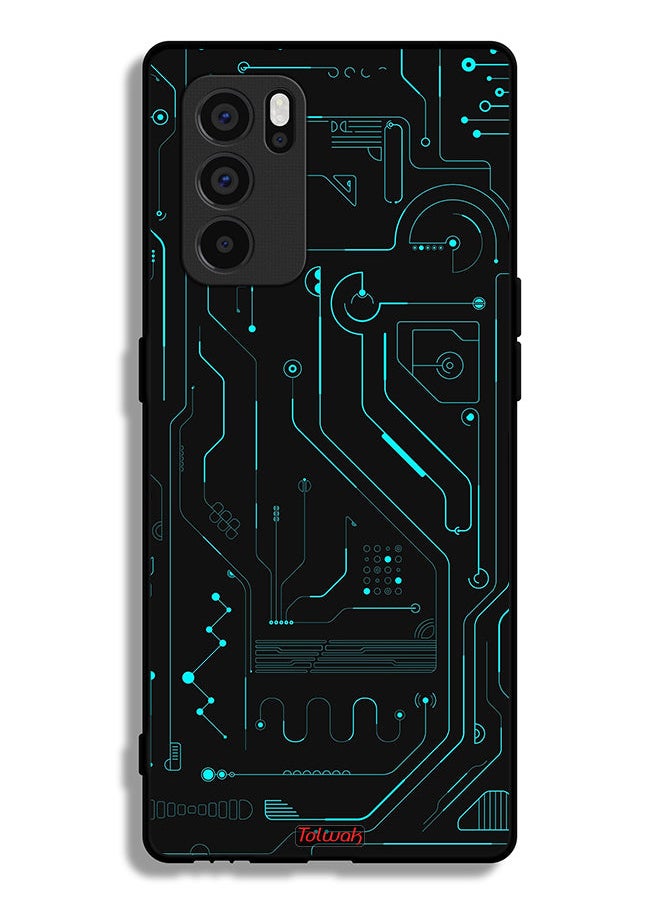 Tolwak Oppo Reno6 Pro 5G Protective Case Cover Digital Art Circuits Minimalism Multiple Display  - Image 2