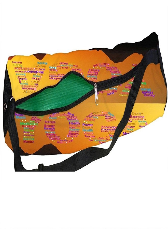 orgner New Poly Canvas Yoga Mat Bag / Cover. Easy Fit up to 4 mm thick yoga Mat. Print Design : Sunset Mountain Yoga - Image 1