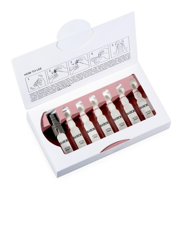 BABOR Active Night Ampoule Serum Concentrates, Hyaluronic Acid, Hydrating Night Treatment for Dry and Damaged Skin, Moisturizing 7 Day Treatment - Image 2