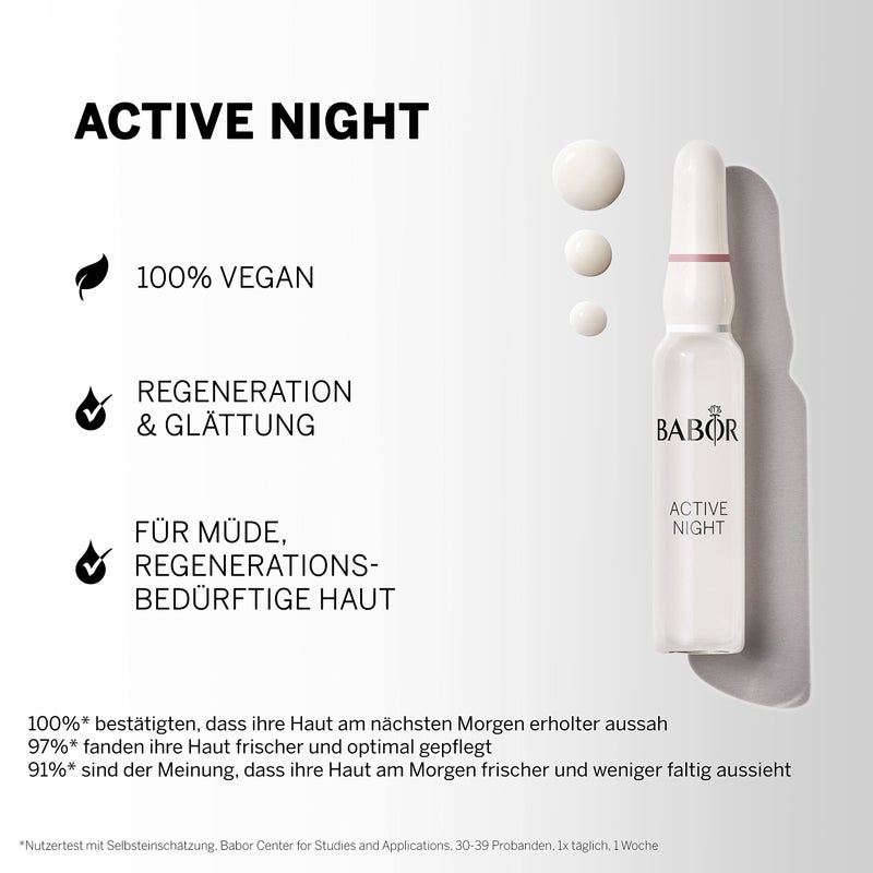 BABOR Active Night Ampoule Serum Concentrates, Hyaluronic Acid, Hydrating Night Treatment for Dry and Damaged Skin, Moisturizing 7 Day Treatment - Image 1