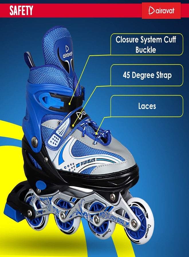 Airavat Roady Adjustable Inline Skates, Made of Aluminum, Outdoor Unisex Inline Skates, Size-Large (38-41), Color-Blue - Image 5